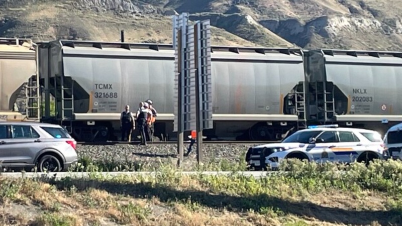 One person is dead after being struck by a train in Kamloops on Thursday, June 13, 2024. (Graham Howe / Castanet.net)