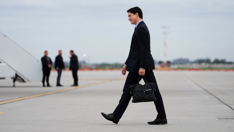 Prime Minister Justin Trudeau departs Ottawa on Wednesday, June 12, 2024, on route to Italy to attend the G7 Summit. THE CANADIAN PRESS/Sean Kilpatrick