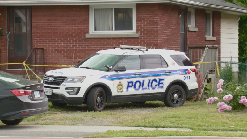 Ottawa police are investigating a homicide at this home on Woodroffe Avenue, where one person was found dead on Wednesday, June 12, 2024. (CTV News Ottawa)