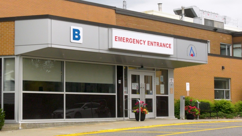 The Almonte General Hospital emergency department entrance is pictured on June 13, 2024. (Dylan Dyson/CTV News Ottawa)