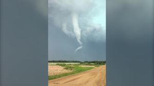 Saltcoats area resident Laurie Murray captured a funnel cloud that formed near the community of Saltcoats, Sask. (Courtesy: Laurie Murray)