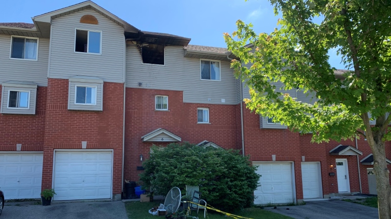 A fire at a townhouse on Chapman Court has caused approximately $100,000. June 14, 2024. (Bryan Bicknell/CTV News London