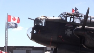 Lancaster WWII bomber returns to Goderich on June 14, 2024, 60 years to the day after it arrived for schedule retirement in 1964. (Scott Miller/CTV News London)  