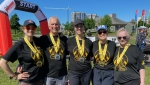 Runners Becky Gillcash, Brian Gillcash, Corena Wallby, Ann Walters and Starr Holmden have attended the Three Fathers Run event every year since it started in 2014. (Derek Haggett/CTV Atlantic)