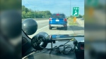Ontario Provincial Police say officers intercepted a car on Highway 401 after it was spotted driving the wrong way on Highway 416 south of Ottawa. (OPP/X)
