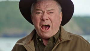 William Shatner appears in a video from Pacific Wild criticizing open-pen salmon farming. 