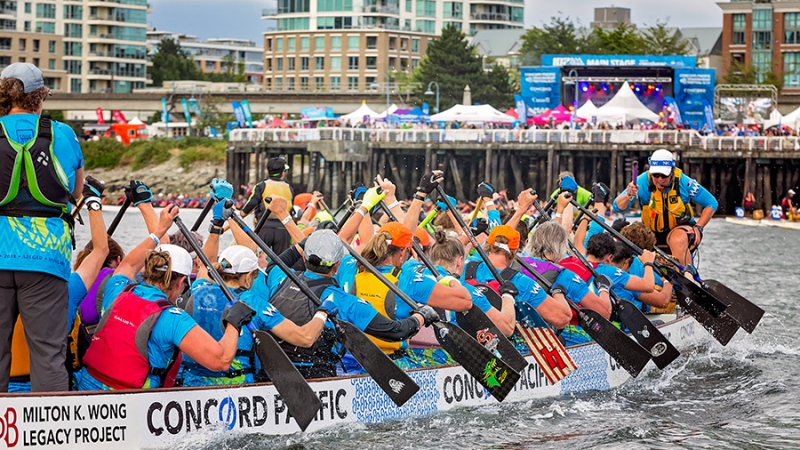 The 2019 Concord Pacific Dragon Boat Festival is seen from the water in this photo from the event's website. (concorddragonboatfestival.ca)