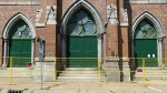 A fence is seen out front of Saint Patrick's Church in Halifax. (James Morrison/CTV Atlantic)