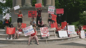Abortion rights rally in Kitchener's Victoria Park on June 24, 2024.