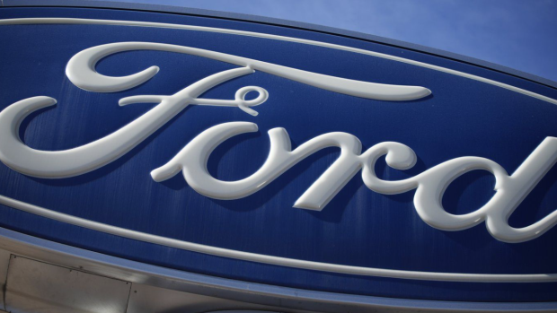 A Ford company logo is seen in Denver, Colo., on Oct. 24, 2021. (AP Photo/David Zalubowski)
