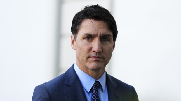 Prime Minister Justin Trudeau arrives at the media centre in Obburgen, Switzerland on Sunday, June 16, 2024.THE CANADIAN PRESS/Sean Kilpatrick
