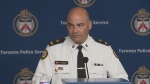 Deputy Chief Rob Johnson speaks at a news conference at Toronto police headquarters Thursday June 27, 2024. 
