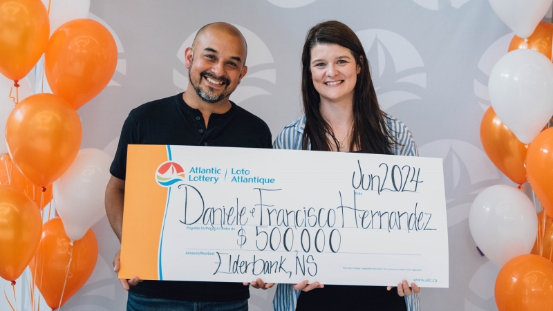Francisco and Daniele Hernandez won $500,000 with a Daily Grand ticket. (Source: Atlantic Lottery)