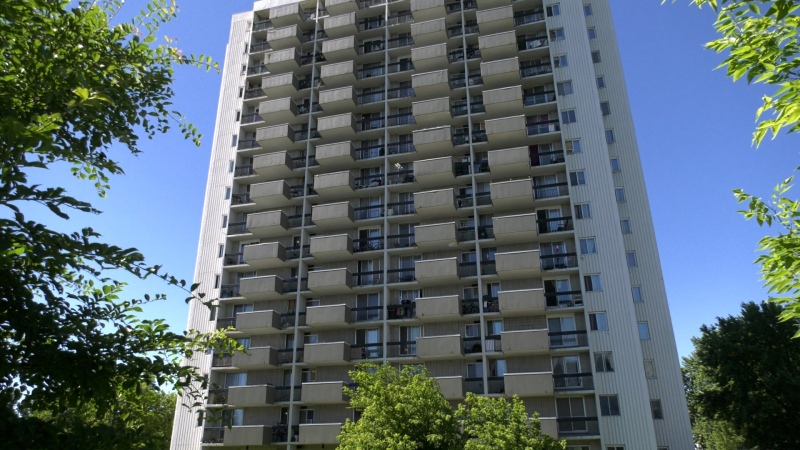 A 16-floor apartment building in Ottawa's west end on Richmond Road on Friday, June 28, 2024 (Katelyn Wilson/CTV News Ottawa). 