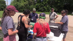 A service depot distributes food, water, and other basic needs to Londoners experiencing homelessness. (Brent Lale/CTV News London)