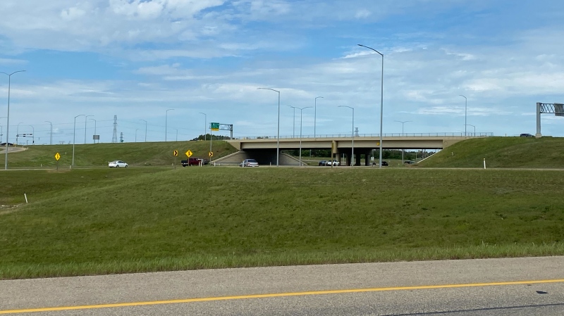 Police said a man later shot by police had run from the scene of a single-vehicle crash near 153 Avenue and Anthony Henday Drive on June 29, 2024. (Marek Tkach/CTV News Edmonton)