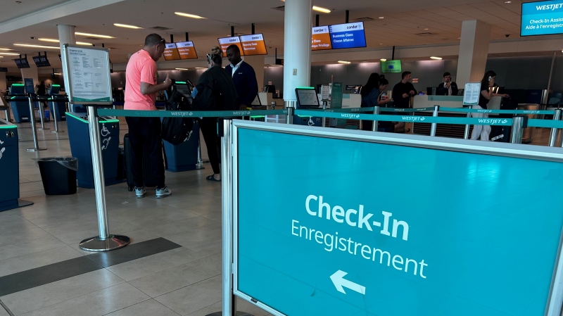 The WestJet check-in section at the Halifax Stanfield International Airport. (Source: Jonathan MacInnis/CTV News Atlantic)