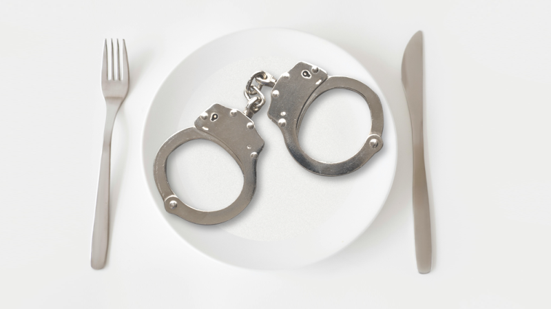 Graphic Design - Handcuffs on a dinner plate. (CTV News/Steve Wishart)