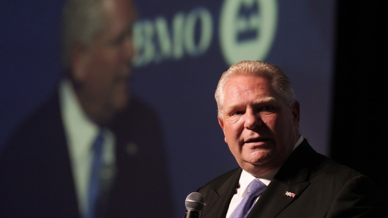 Ontario Premier Doug Ford addresses the US-Canada Summit in Toronto on June 11, 2024. THE CANADIAN PRESS/Chris Young

