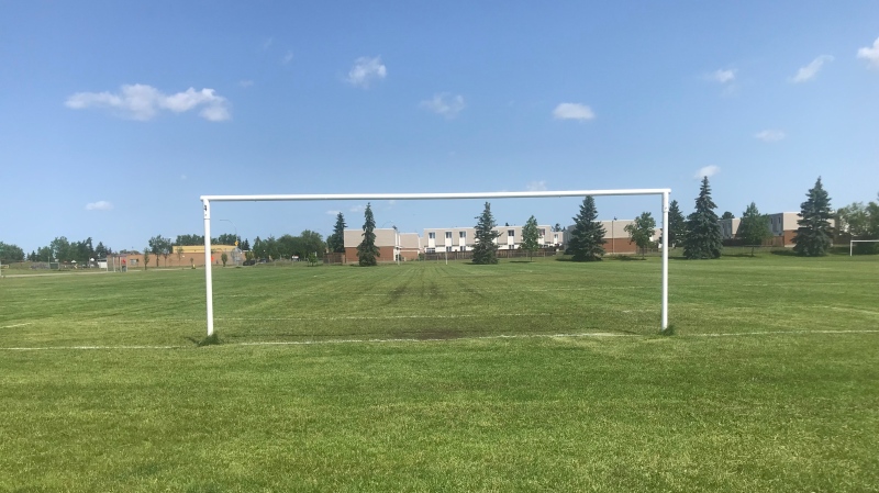 Shots were fired near Londonderry School as teens played soccer on Wednesday, July 3, 2024. (David Ewasuk/CTV News Edmonton)
