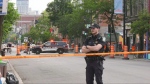 Montreal police respond to a stabbing in The Village on Friday, July 5, 2024. (CTV News)