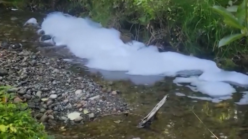 Cleanup underway after foam spill in creek