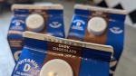 Best-before dates are seen on recalled Silk plant-based milk products. (Dan Lauckner / CTV News Kitchener)