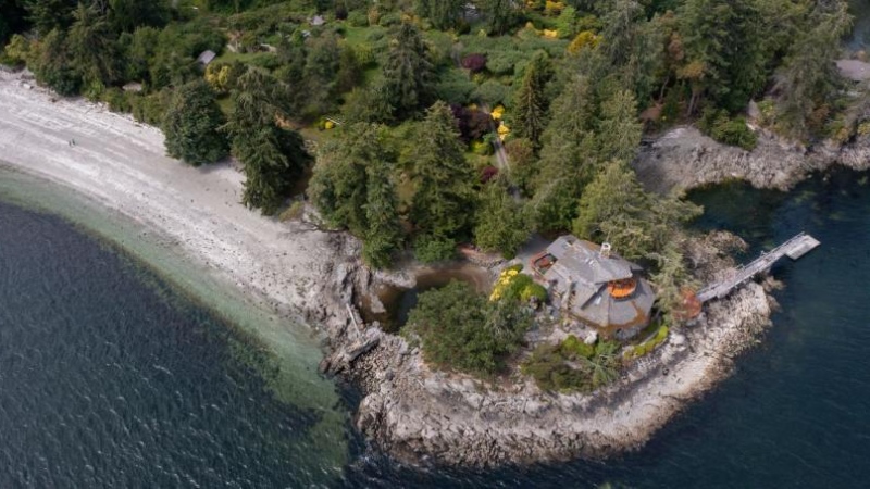 An aerial view of some of the property on Salt Spring Island that has been donated to Royal Roads University is seen in this photo from the school's announcement. (Royal Roads University)