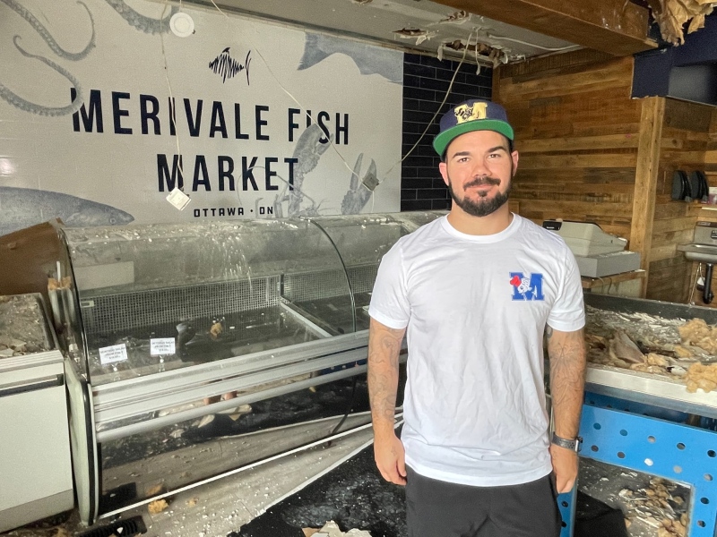 The Merivale Fish Market -- a popular west Ottawa restaurant and store -- is temporarily closed because of a fire at an adjacent business. (Peter Szperling/ CTV News Ottawa)