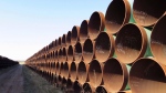 A free trade arbitration tribunal has tossed out TC Energy Corp.'s claim that it is owed US$15 billion in damages as a result of President Joe Biden's cancellation of the Keystone XL pipeline permit. Pipes intended for construction of the Keystone XL pipeline are shown in Gascoyne, N.D. on Wednesday April 22, 2015. (THE CANADIAN PRESS/Alex Panetta)