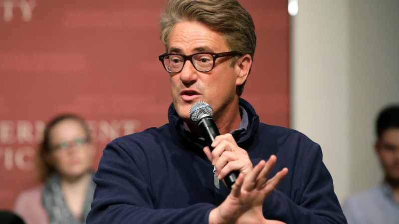  MSNBC “Morning Joe” host Joe Scarborough takes questions from the audience, Oct. 11, 2017, on the campus of Harvard University, in Cambridge, Mass. (AP Photo/Steven Senne, File)