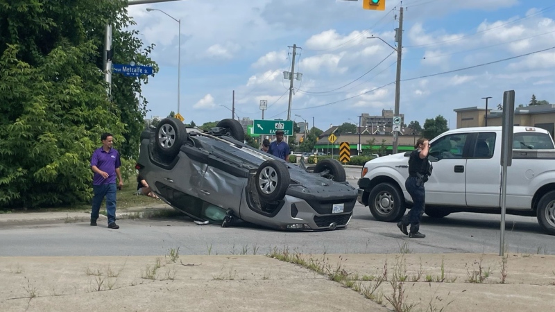 Emergency services responded to a two-vehicle crash in The Glebe on July 17, 2024. (Photo courtesy: Owen Pergant Johnson)
