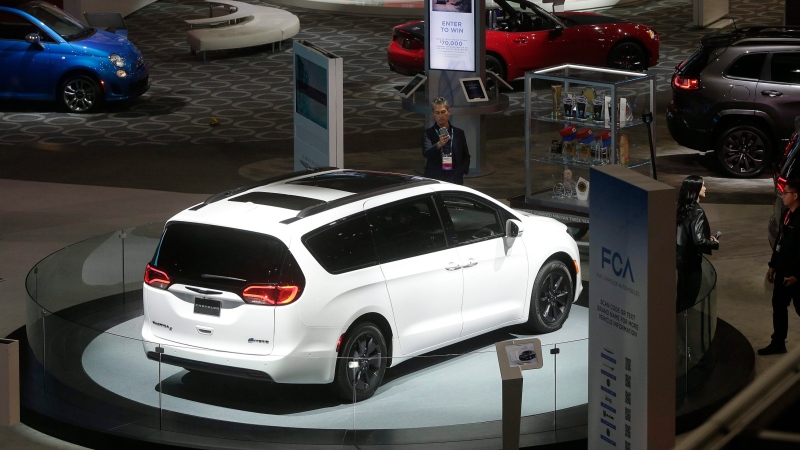 The Chrysler Pacifica Hybrid Limited S is shown at the AutoMobility LA Auto Show Thursday, Nov. 21, 2019, in Los Angeles. (AP Photo/Damian Dovarganes)