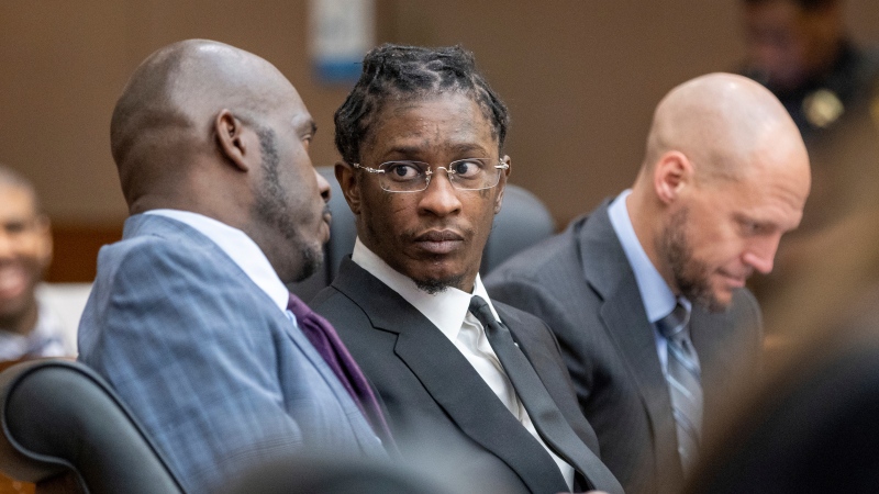 FILE - Young Thug, whose real name is Jeffery Williams, appears at a hearing, Dec. 22, 2022, in Atlanta. (Arvin Temkar/Atlanta Journal-Constitution via AP, File)