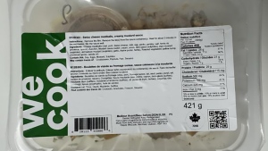 WeCook brand Swiss cheese meatballs, creamy mustard sauce, is shown in this undated handout photo. The Canadian Food Inspection Agency is recalling a WeCook ready-to-eat meatball dish due to possible Listeria contamination. (THE CANADIAN PRESS/HO - Government of Canada)