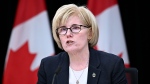 Minister of Sport and Physical Activity Carla Qualtrough speaks at a news conference in Ottawa on May 9, 2024. (Justin Tang / The Canadian Press)
