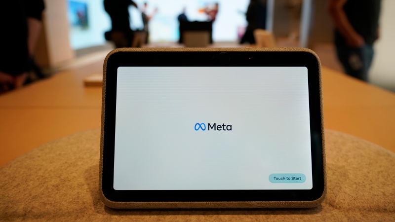 Meta's wireless video calling device is displayed at the Meta Store in Burlingame, Calif., on May 4, 2022. (Eric Risberg / AP Photo)