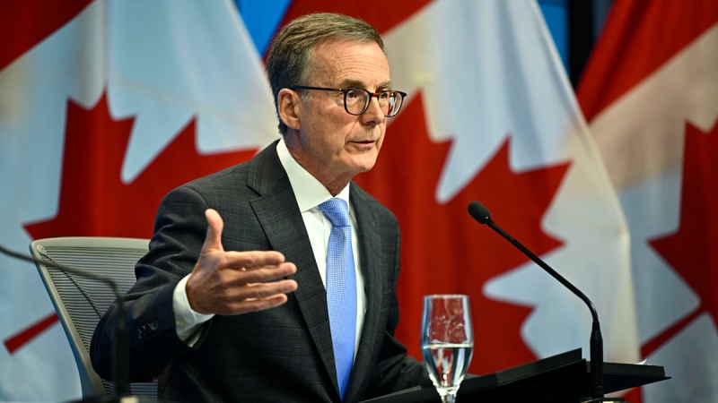 Governor of the Bank of Canada Tiff Macklem participates in a news conference on the bank's interest rate announcement, and the release of the quarterly Monetary Policy Report, in Ottawa, on Wednesday, July 24, 2024. THE CANADIAN PRESS/Justin Tang