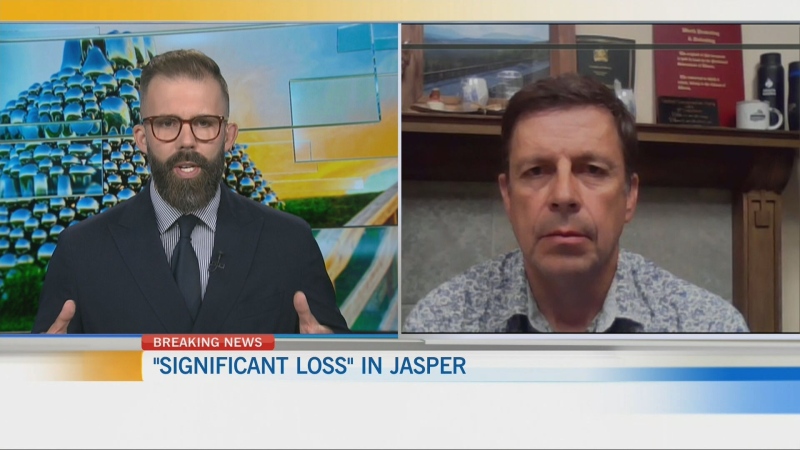 Alberta Minister of Forestry and Parks Todd Loewen speaks to CTV Edmonton's Kent Morrison about the wildfire damage in Jasper on July 25, 2024. (CTV News Edmonton) 