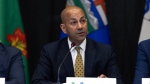 Yukon Premier Ranj Pillai answers questions during the media availability at the 2024 Western Premiers’ Conference in Whitehorse, Monday, June 10, 2024. CANADIAN PRESS/Crystal Schick