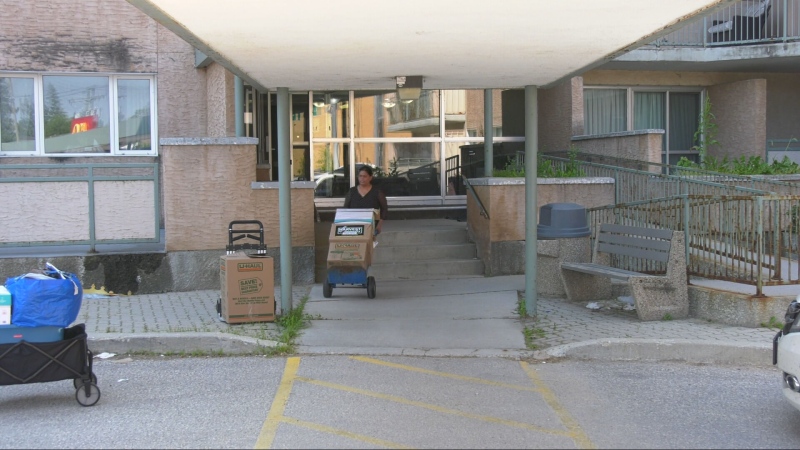 Residents were able to get into the Birchwood Terrace apartment building and pick up their belongings on July 31, 2024. The apartment building was evacuated in May due to structural concerns. (Jeff Keele/CTV News Winnipeg)