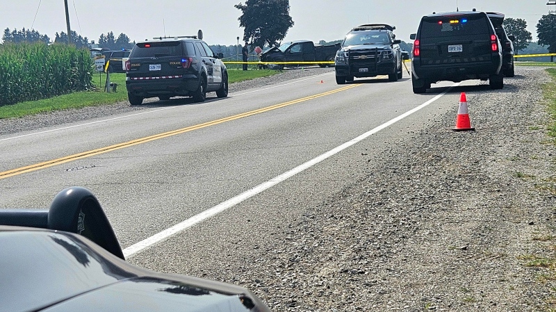 OPP are on scene of a fatal motorcycle crash near Woodstock on Aug 1, 2024. (Source: OPP)