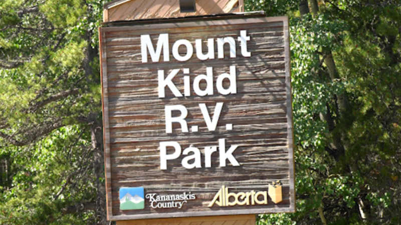 A sign at the Mount Kidd R.V. Park in Kananaskis, Alta, on August. 1, 2024. (CTV News) 