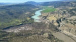 A landslide along the Chilcotin River near Williams Lake, B.C. is shown in this Thursday, Aug. 1, 2024 handout photo. (THE CANADIAN PRESS/Chief Willie Sellars)