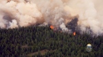 Intense fire activity is seen on the Shetland Creek wildfire in this still from a BC Wildfire Service video. (BCWS)