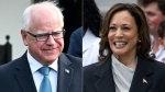 This combination of pictures created on August 2, 2024, shows U.S. Vice President Kamala Harris in Washington, D.C. on July 22, 2024, and Governor of Minnesota Tim Walz in Washington, D.C., July 3, 2024. (Photo by JIM WATSONCHRIS KLEPONIS/AFP via Getty Images)