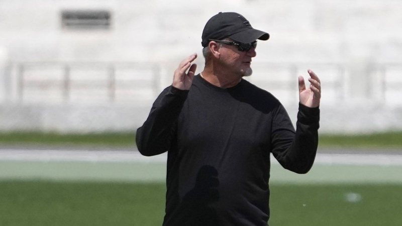Coach Rana Reider gestures during a training session in the Stadio dei Marmi ahead of an athletics meet in Rome, May 15, 2024. AP/Alessandra Tarantino