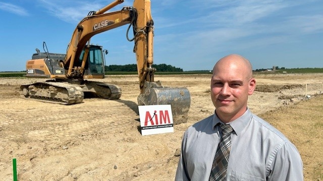 Andy Grozelle is the CAO of Aylmer, Ont. He stands on the site of a new 20 hectare (50 acre) business park. (Sean Irvine/CTV London) 