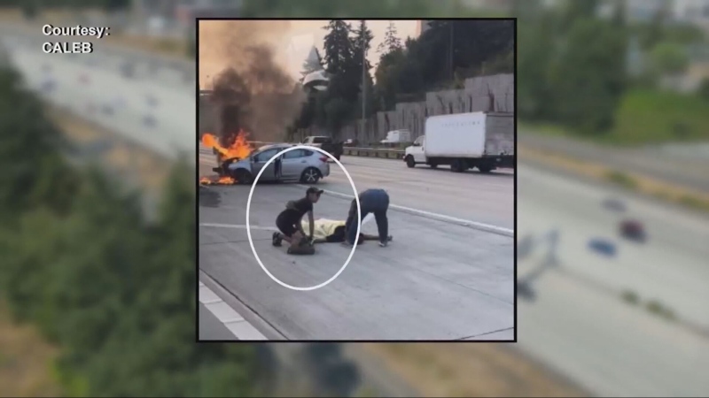 Army ranger rescues man from burning car