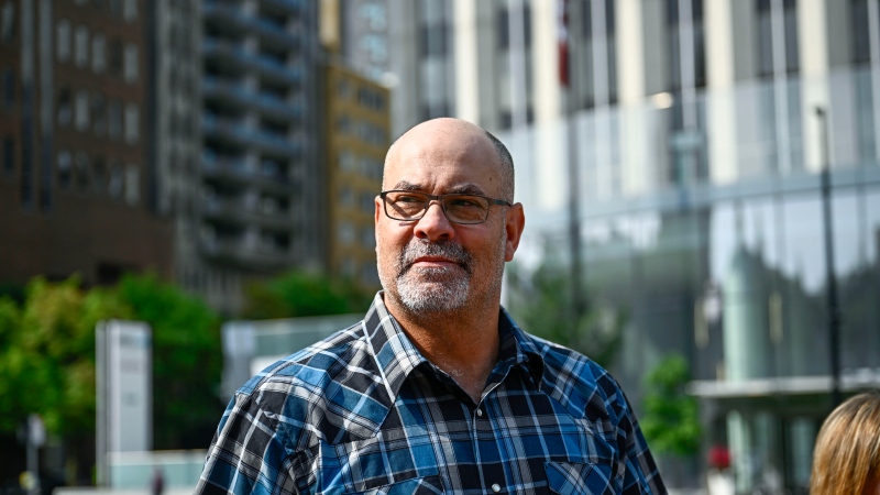 Chris Barber arrives at the courthouse in Ottawa, on Wednesday, Aug. 14, 2024. (Justin Tang/The Canadian Press)